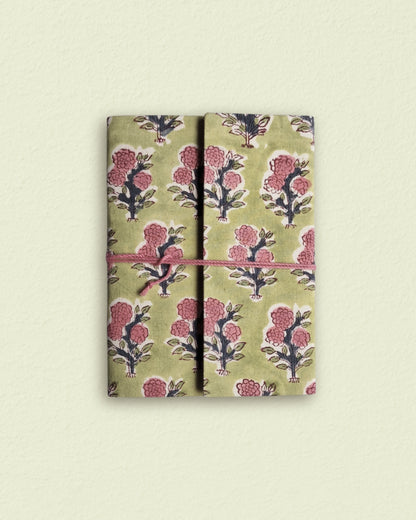 Notitieboekje met blockprint | Groen & roze - NOOR goes wild