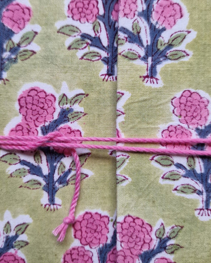 Notitieboekje met blockprint | Groen & roze - NOOR goes wild
