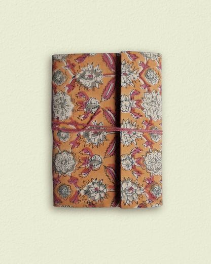 Notitieboekje met blockprint | Oranje & Roze