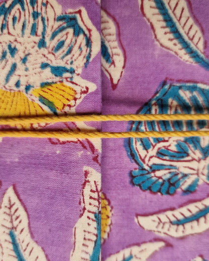 Notitieboekje met blockprint | Paars & okergeel