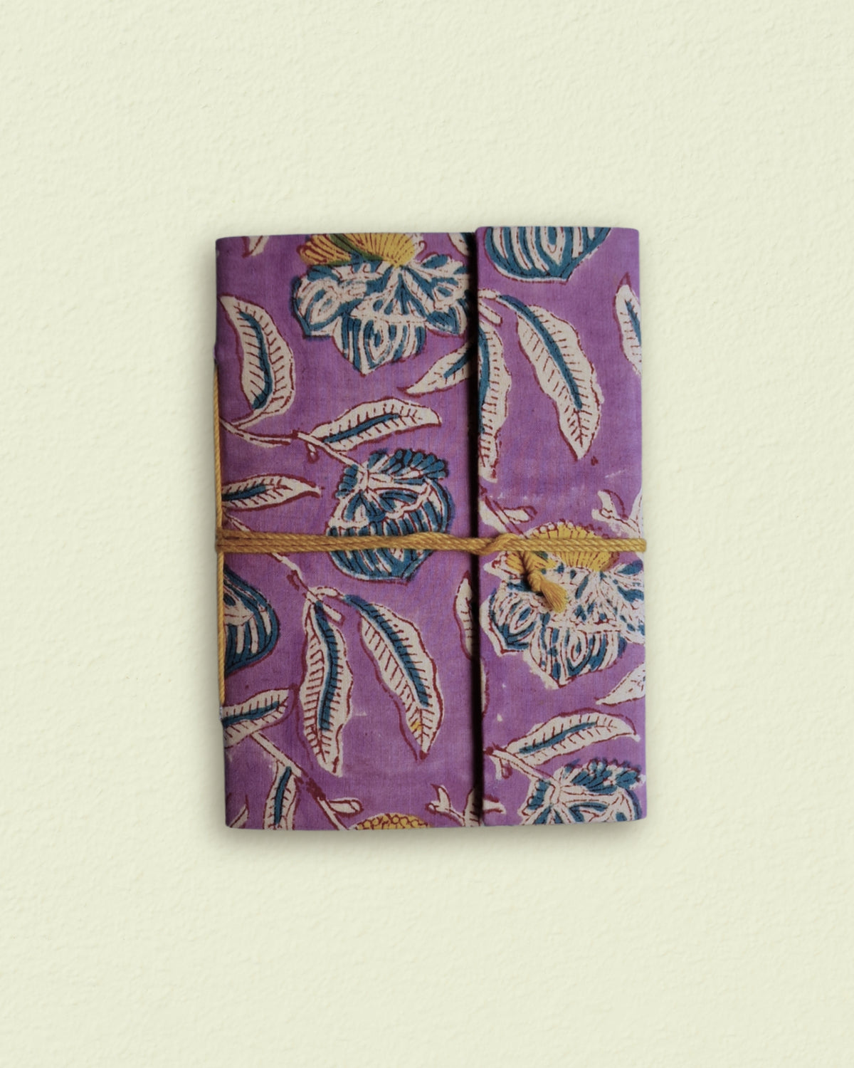 Notitieboekje met blockprint | Paars & okergeel