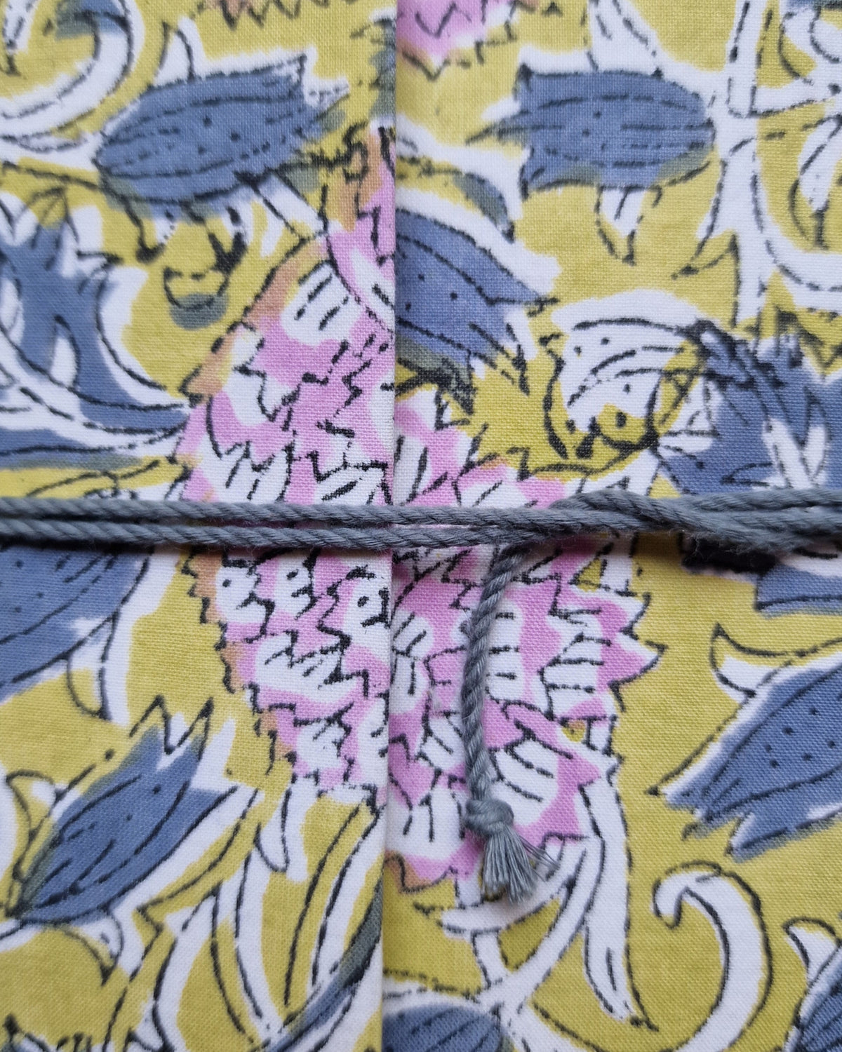 Notitieboekje met blockprint | Geelgroen & blauw