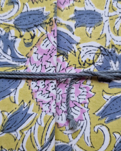 Notitieboekje met blockprint | Geelgroen & blauw