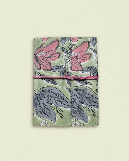 Notitieboekje met blockprint | Lichtgroen & roze