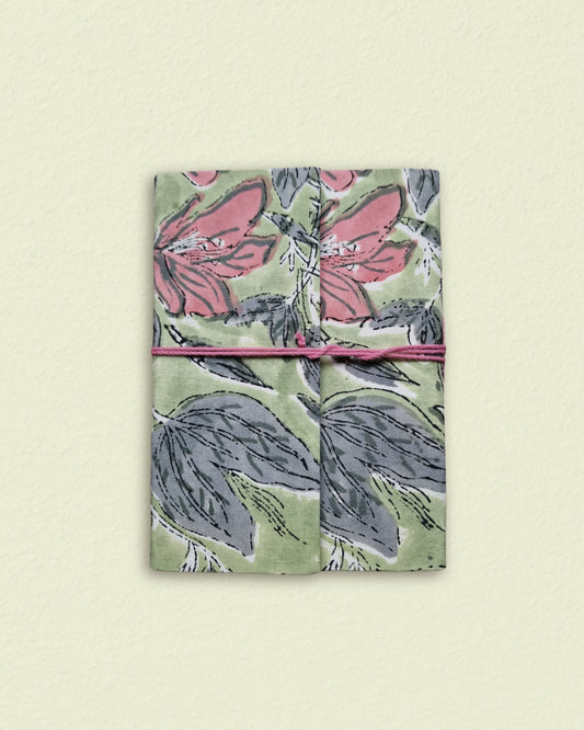 Notitieboekje met blockprint | Lichtgroen & roze