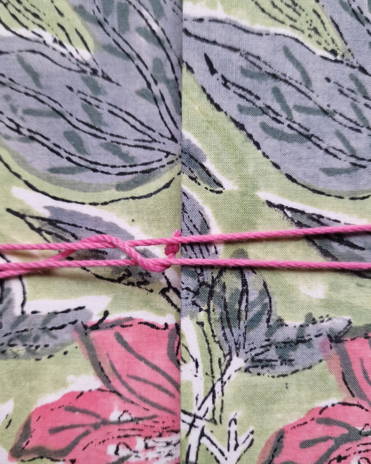 Notitieboekje met blockprint | Lichtgroen & roze