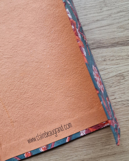 Notitieboekje met blockprint | Petrol & roest