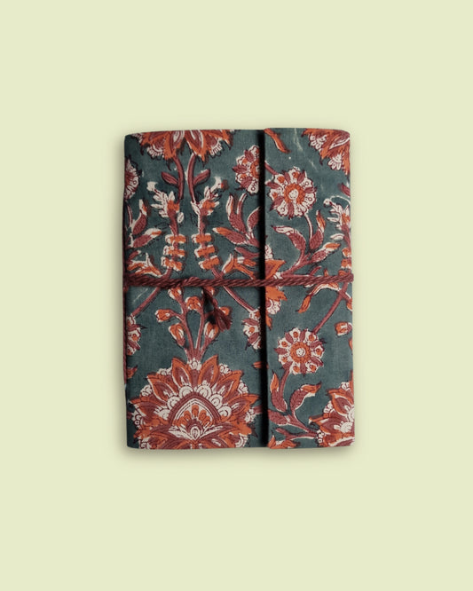 Notitieboekje met blockprint | Petrol & roest